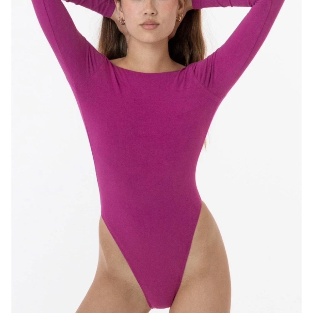 mauve los angeles apparel long sleeved bodysuit